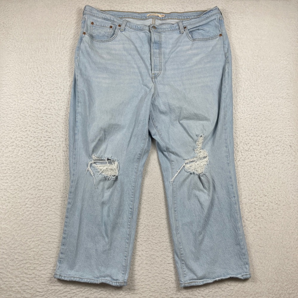 Levis‎ Jeans Women 22W Light Wash Distressed High Rise Ribcage Straight Ankle
